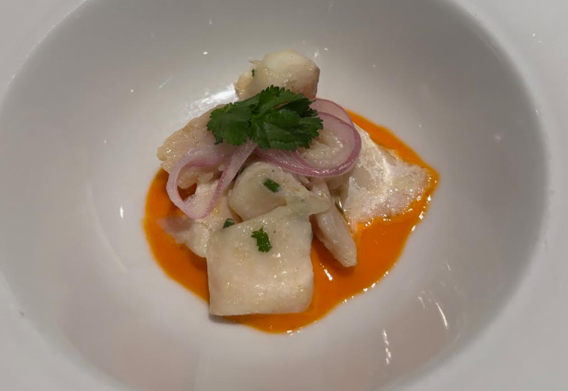 MSCベリッシマ メインダイニングで食べた白身魚のカルパッチョの写真